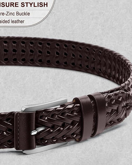 BULLIANT Mens Belts,Leather Woven Braided Belts for Gift Men Casual Jeans Golf