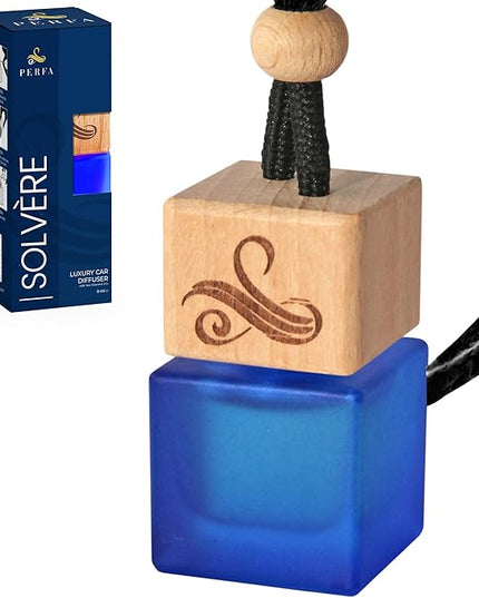 Solvère Car Air Freshener for Men | Perfume Style Freshener with Solvère Fragrance | Strong Freshener with Odour Eliminating Technology with Vent Clip | Car Air Freshener by Perfa