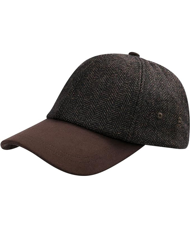 BOTVELA Wool Baseball Cap for Men Adjustable Unstructured Tweed Hat