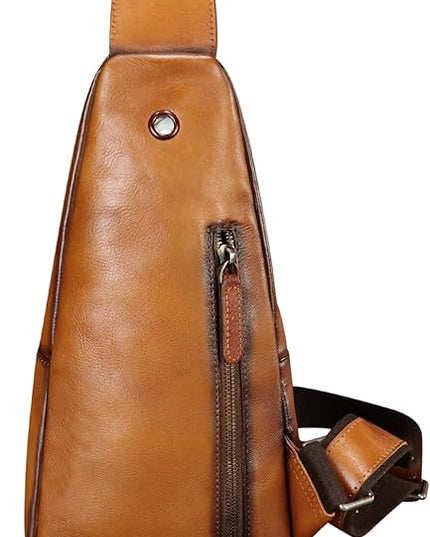 Genuine Leather Silng Bag for Women and Men Real Leather Sling Backpack Chest Purse Shoulder Crossbody Bag