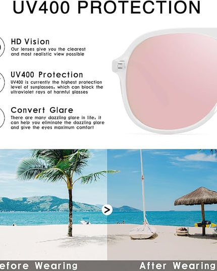 YDAOWKN Retro Square Aviator Sunglasses for Womens Mens Vintage 70s Double Bridge Sun Glasses