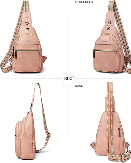 Sling Bag For Women Faux Leather Small Casual Daypack Backpack Fanny Pack Crossbody Chest Bags Purse