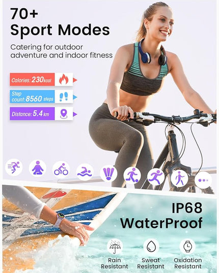 Smart Watches for Women for iPhone/Samsung/Android(Answer/Make Calls),1.27'' AMOLED Screen Activity Fitness Trackers with Heart Rate/Sleep/SpO2 Monitor,120+ Sport Modes IP68 Fitness Watch 2Band Purple
