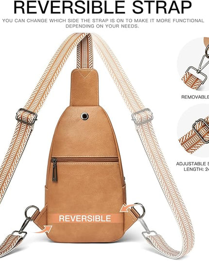 7L Sling Bag for Women Men Leather Small Sling Backpack Daypack Anti Theft Fanny Pack Crossbody Purse Travel