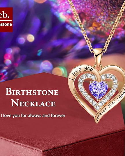 REDBEE Necklaces for Women Birthstone Heart Necklace Jewelry for Wife Girlfriend Woman Necklace