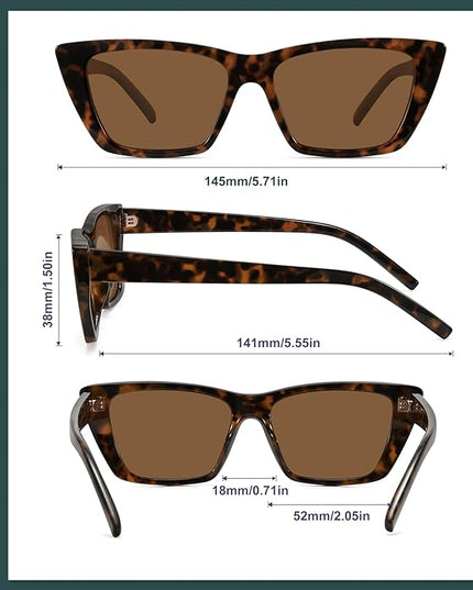 WOWSUN Narrow Small Vintage Polarized Cat Eye Sunglasses for Women