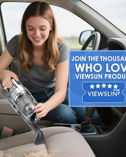 Viewsun Car Cleaning Kit, 17PCS Car Interior Detailing Kit with Gray High Power Handheld Vacuum, Detailing Brush Set, Windshield Cleaner, Cleaning Gel, Complete Auto Accessories for Men, Women