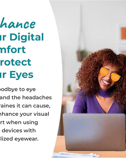 100% Blue Light Blocking Glasses - Women + Men - Better Sleep - Anti Eye Strain Protection - Computer Screens Gaming