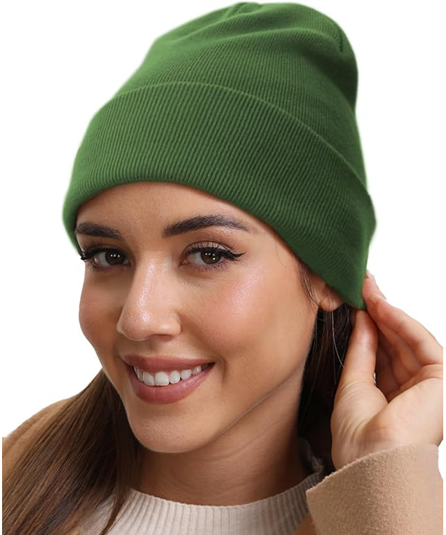 100% Cotton Beanie Hat- Unisex Ultra Soft Winter Warm Stretch Knit Cuffed Hats Fisherman Beanies Skull Cap