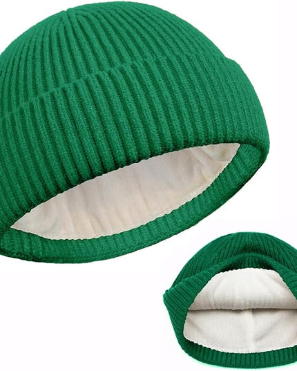 ROYBENS Swag Wool Knit Cuff Short Fisherman Beanie for Men Women, Winter Warm Hats
