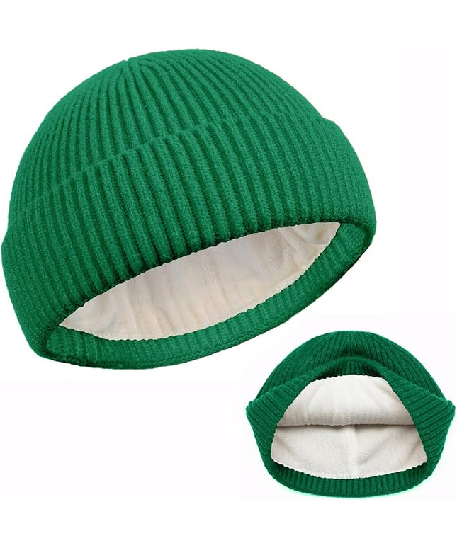 ROYBENS Swag Wool Knit Cuff Short Fisherman Beanie for Men Women, Winter Warm Hats