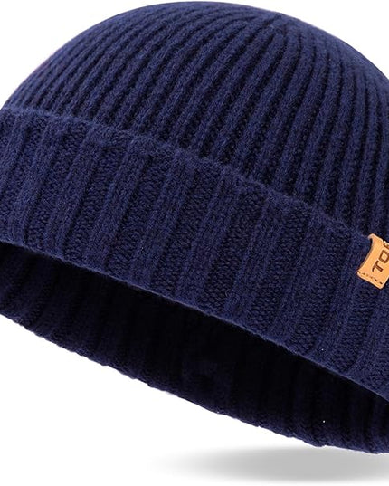 TOP-EX PolarWool™ 100% Merino Wool Short Fisherman Beanie Hats for Men Women Knit Skull Cap Cuffed Beanies Warm Winter Hats