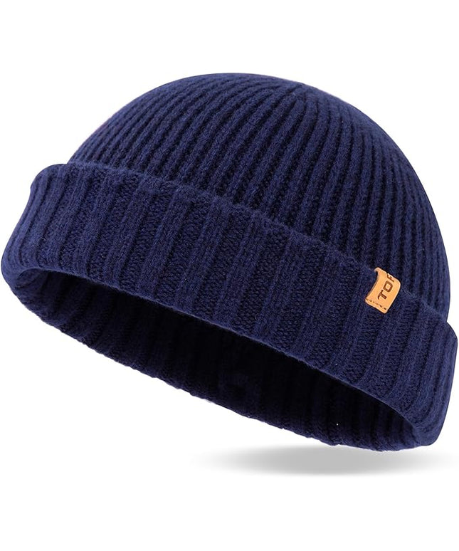 TOP-EX PolarWool™ 100% Merino Wool Short Fisherman Beanie Hats for Men Women Knit Skull Cap Cuffed Beanies Warm Winter Hats