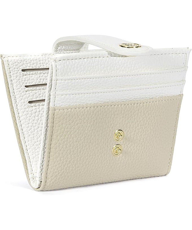 BOSTANTEN Slim Wallet for Women Small RFID Blocking Credit Card Holder Leather Bifold Wallets with Zipper Coin Pocket Khaki＆Beige