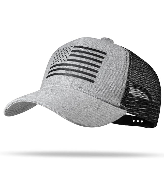 American Flag Trucker Hat - Snapback Hat, Baseball Cap for Men Women - Breathable Mesh Side, Adjustable Fit - for Casual Wear