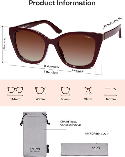 SOJOS Vintage Oversized Cateye Sunglasses Womens UV400 Large Designer Shades Lentes De Sol Para Mujer SJ2634