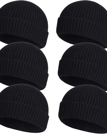 ROYBENS 4 Pack Wool Fisherman Beanies for Men, Knit Short Watch Cap Winter Warm Hats