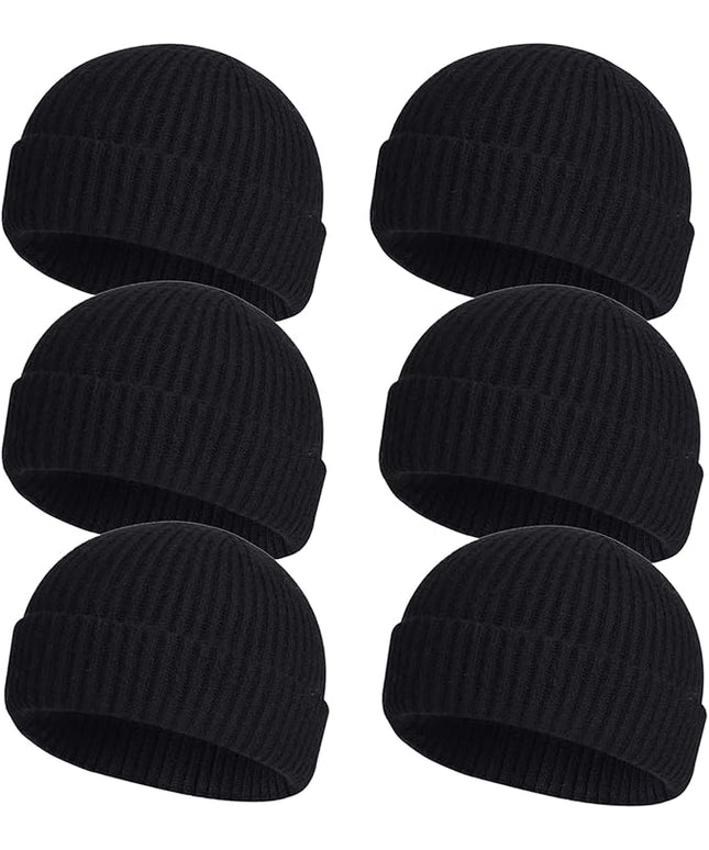 ROYBENS 4 Pack Wool Fisherman Beanies for Men, Knit Short Watch Cap Winter Warm Hats