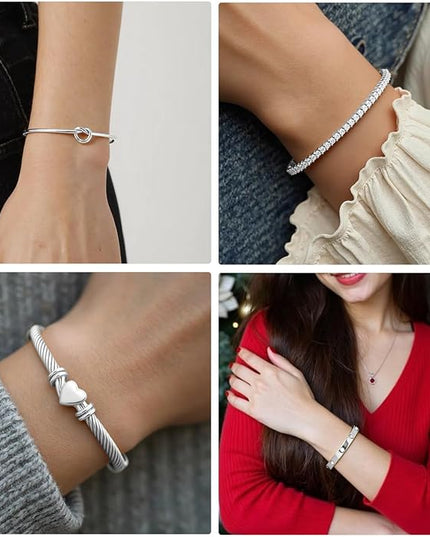 18 K Gold Plated Love Bangle Bracelet Stack Cuff Jewelry for Women Jewelry Set for Women Gift with Box
