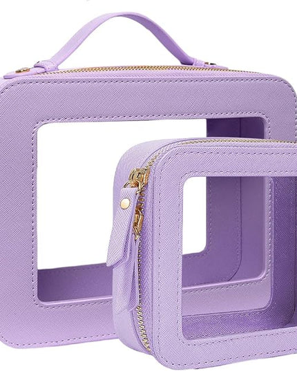 Travel Clear Makeup Bag Set, TSA Approved Cosmetic Bag Case with Zipper Portable Makeup Pouch Toiletry Bag Traveling Cosmetic Organizer Storage Bag Car Organizer Car Essentials