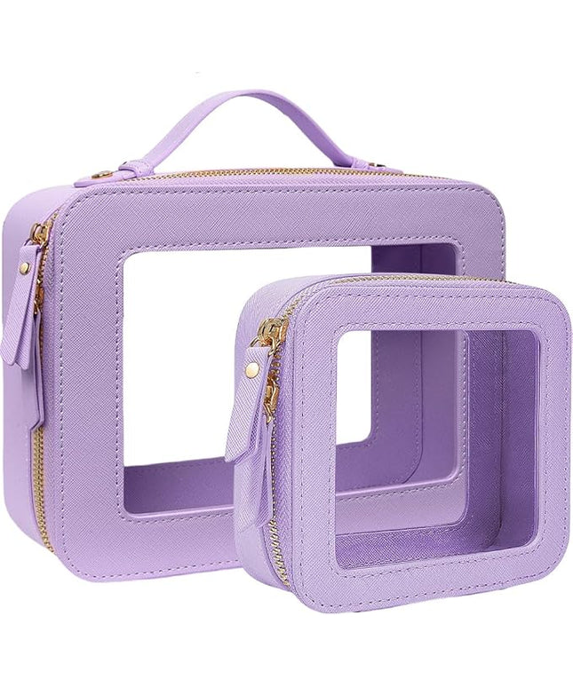 Travel Clear Makeup Bag Set, TSA Approved Cosmetic Bag Case with Zipper Portable Makeup Pouch Toiletry Bag Traveling Cosmetic Organizer Storage Bag Car Organizer Car Essentials