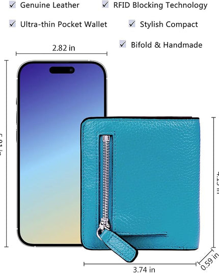 AINIMOER Small Leather Wallet for Women, Ladies Credit Card Holder RFID Blocking Women's Mini Bifold Pocket Purse