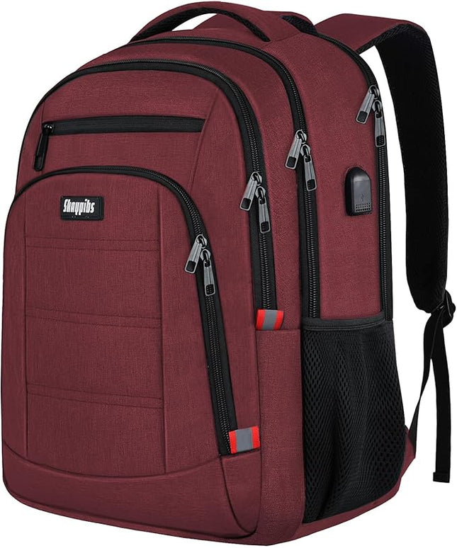 Backpack for Women Men, Travel School Backpacks for Teen Boys, Bookbag with USB Charging Port, Anti Theft College Backpack Fits 15.6 Inch Laptop, Casual Work Business Back Pack, Red