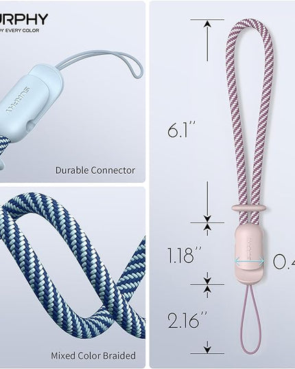 SURPHY 2 Pack Phone Lanyard for Cellphone Case, Phone Wrist Strap for Case, Cellphone Strap with 2-Color Braided, Charm Wrist Lanyard for Women and Men, Pink & Cloud Blue