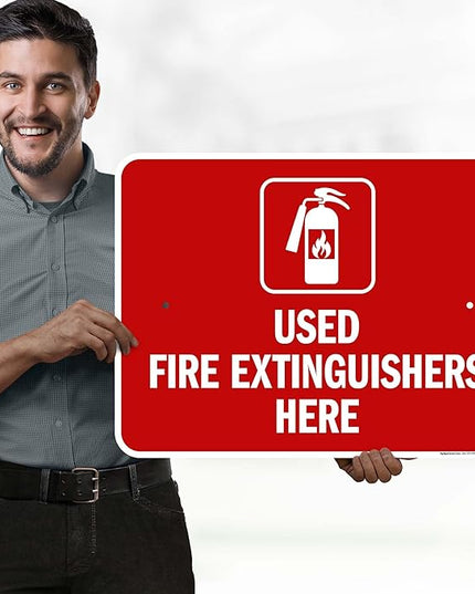 Used Fire Extinguishers Here Sign, 18x24 Inches, Rust Free .063 Aluminum, Fade Resistant, Made in USA by My Sign Center