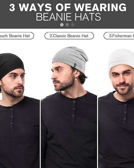 Slouchy Beanie for Women Men Soft Cotton Chemo Hats Double-Layer Warm Beanie Cap for Daily Wear & Transitional Seasons