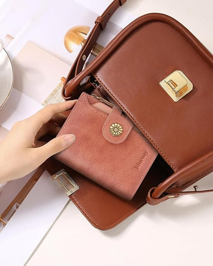 Blucoay Wallet Women,RFID Blocking Leather Womens Wallet Bifold Compact Card Holder Small Wallet for Women with Removable ID Window Pink