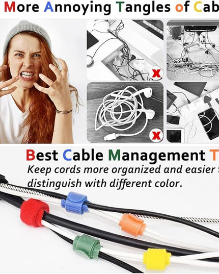 160pcs Cable Ties Reusable Colorful Wire Ties Cable Management Cord Ties Reusable for Electronics Hook and Loop Cable Ties for Computer 4 6 8 Inch with 6 Colors