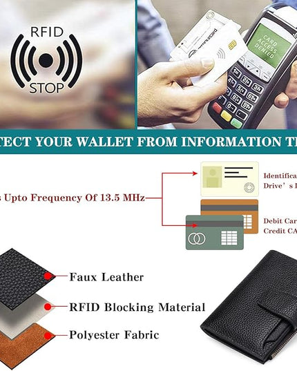 FALAN MULE Small Wallet for Women Leather Bifold Compact RFID Blocking Small Womens Wallet Purse | Compact Size, RFID Blocking, Includes Coin Pouch, Card Holders, 14 Slots
