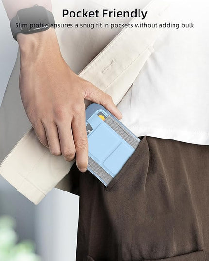 Magsafe Wallet with Angle Adjustable Stand, Magnetic Card Holder for iPhone 16/15/14/13/12 Series (Not for iPhone Mini), 1 Slot, 6 Cards, Blue
