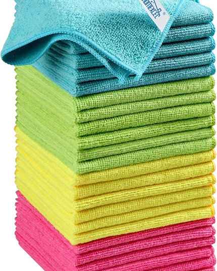 HOMEXCEL Microfiber Cleaning Cloth, 24 Pack Cleaning Rags, Cleaning Towels with 4 Color Assorted, 11.5"X11.5"(Green/Blue/Yellow/Pink)