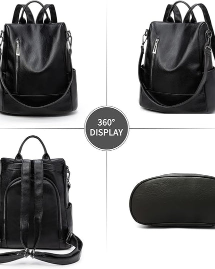Didida Fashion Backpack Purse For Women Anti-theft Rucksack Pu Leather Lightweight Water-resistant Shoulder Bag, Black
