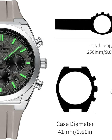 NAVIFORCE Watches for Men Multifunctional Chronograph Analog Quartz Waterproof Wirstwatch Silicone Strap Man Gifts