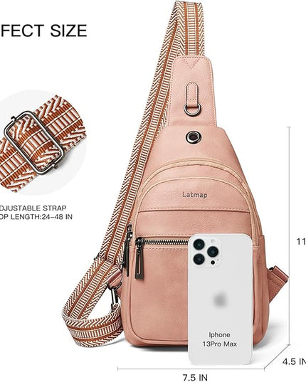 Sling Bag For Women Faux Leather Small Casual Daypack Backpack Fanny Pack Crossbody Chest Bags Purse