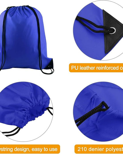 KUUQA 2 Pcs Drawstring Backpack Bags Bulk Sports Cinch Sack String Backpack Storage Bags for Gym Traveling（Black, Blue）