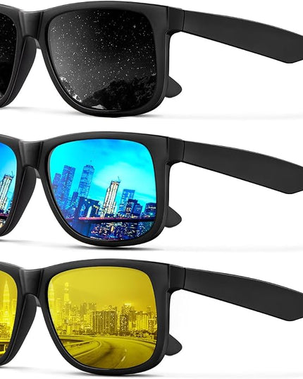 KALIYADI Sunglasses Men Polarized Sun glasses for Mens Womens Classic Matte Black Frame UV Protection 3pack