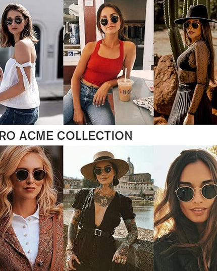 Pro Acme Small Round Metal Polarized Sunglasses for Women Retro Designer Style