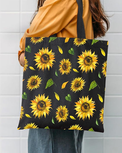 AUSVKAI Canvas Tote Bag Aesthetic for Women, Cute Reusable Cloth Cotton Bags for College Shopping Beach Grocery Trendy Gifts