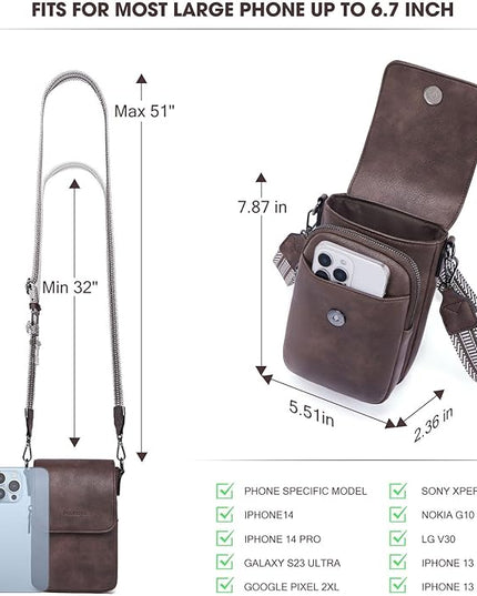 POIUGOYA Small Crossbody Bags for Women Trendy,Leather Triple Compartment Cell Phone Crossbody Wallet Purses with Card Slots