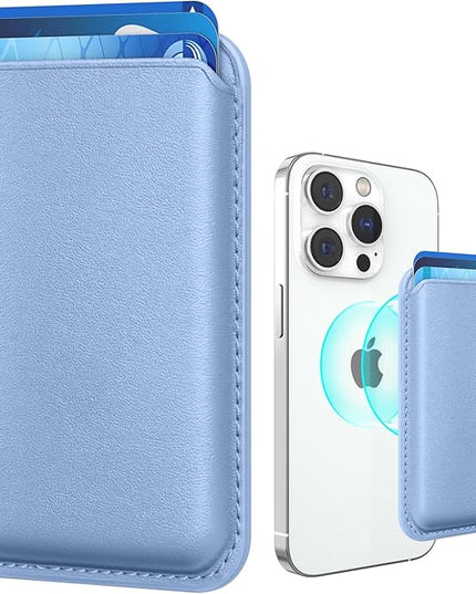 Magnetic Wallet Cell Phone Card Holder for Phone Case with Mag-Safe, Stronger Magnetic RFID Leather Phone Wallet Stick on Series of iPhone 17/16/15/14/13/12 and Pro/Promax, Purple
