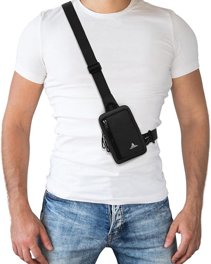 Peicees Small Crossbody Bag for Men Women Mini Sling Bag Travel Running Phone Daypack Cross Body Shoulder Bags with Keyholder