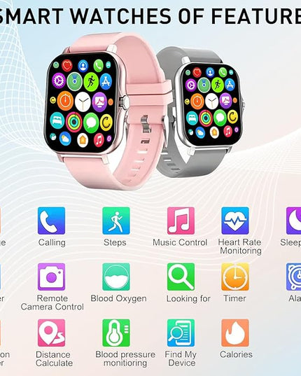 Smart Watch, 1.83" Upgraded Full Touchscreen Smart Watch for Android iPhones with Heart Rate Blood Pressure Monitor, Multiple Sports Fitness Tracker with Smart Watches for Women Men (Silver)