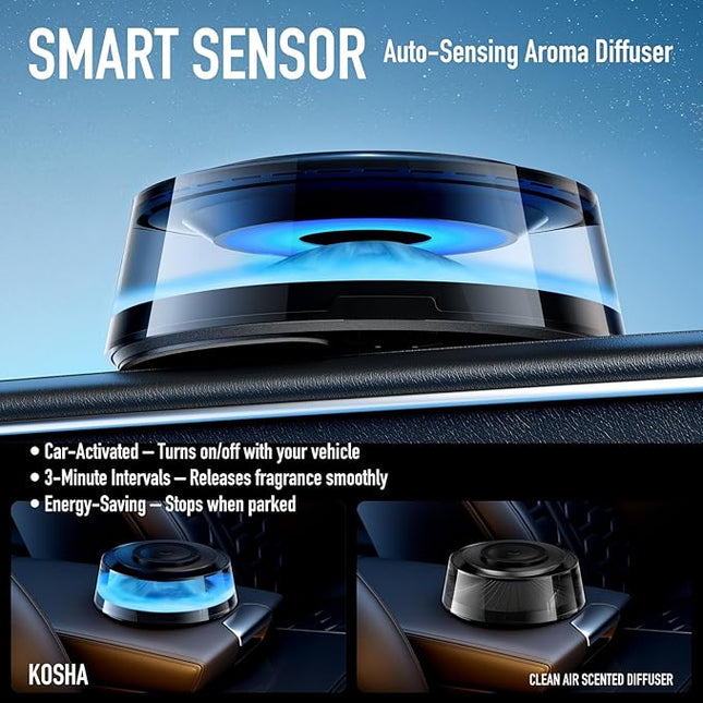 KOSHA Automobile Aroma Diffuser with LED Lights, Portable Car Air Freshener, Phone Base, 800mAh, Essential Oil Diffuser for Car & Home, Non-Slip
