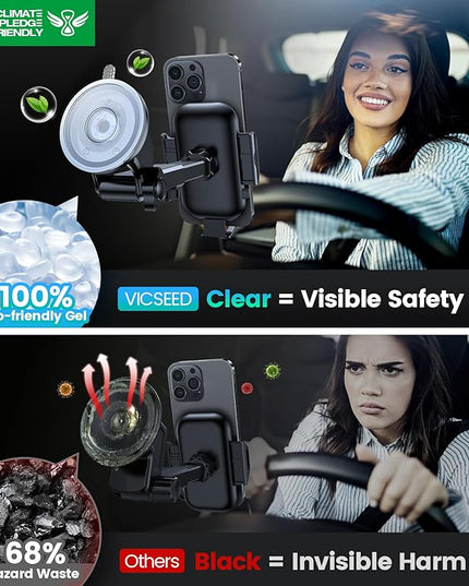 VICSEED [No.1 Powerful Suction] [Rally Racing-Grade Stability] Phone Holders for Your Car 2026 Upgraded Car Phone Holder Mount Truck Stand for Dashboard Windshield Vent for iPhone Samsung All Phones