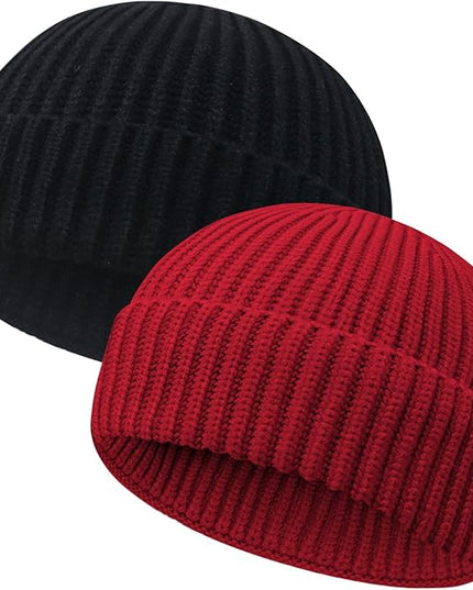 Wool Fisherman Beanies for Men Women Short Cuff Knit Beanie Winter Warm Hats Trawler Hat Stylish Watch Cap