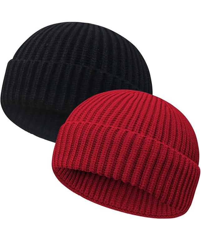 Wool Fisherman Beanies for Men Women Short Cuff Knit Beanie Winter Warm Hats Trawler Hat Stylish Watch Cap
